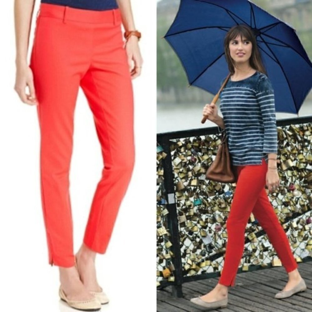 Maison Jules Coral Slim Pencil Straight Ankle Zip Pants 6